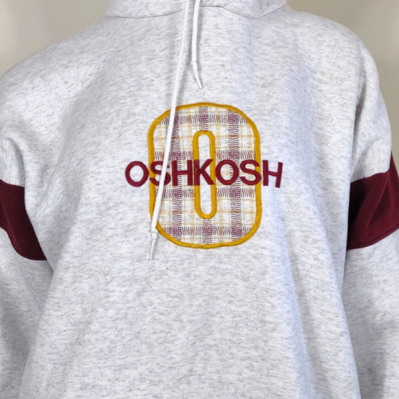 Art Unlimited Oshkosh size Large heathered white and burgundy hooded sweatshirt - Picture 3 of 10